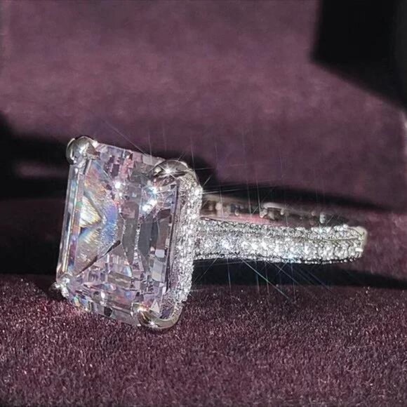 \\ NEW \\ S925 STERLING SILVER \\ ENGAGEMENT DIAMOND RING\\CUTE RING\\SHINY RING - Picture 3 of 7